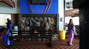 Fireplace at the Powder Ridge lodge
